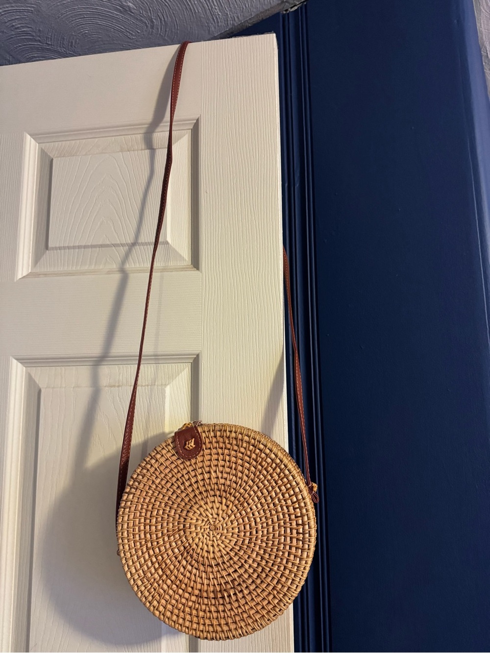 🩷Woven Round Crossbody Bag in Natural Brown